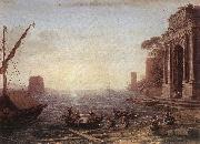 Claude Lorrain A Seaport at Sunrise painting